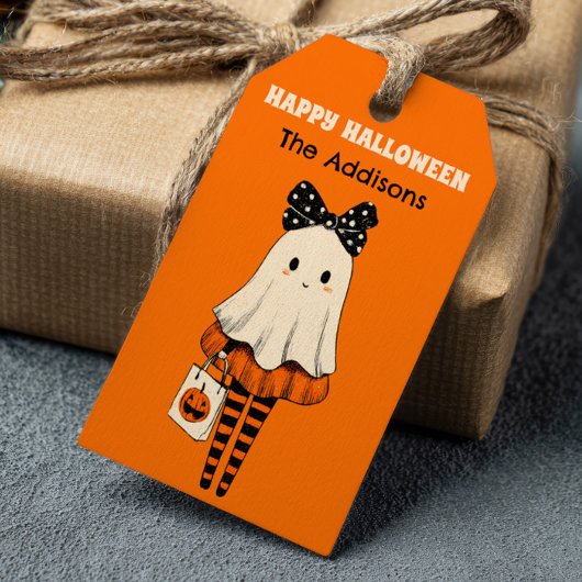Étiquettes-cadeau Éffrayant Ghost Trick ou Treat Happy Halloween