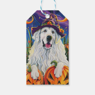 Étiquettes-cadeau Éffrayant Grand Pyrénées Chien Halloween Citrouill
