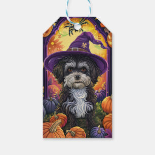 Étiquettes-cadeau Éffrayant Havanais Chien Halloween sorcière et Cit