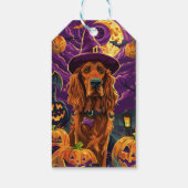 Étiquettes-cadeau Éffrayant Irish Red Setter Citrouille de sorcière  (Dos)