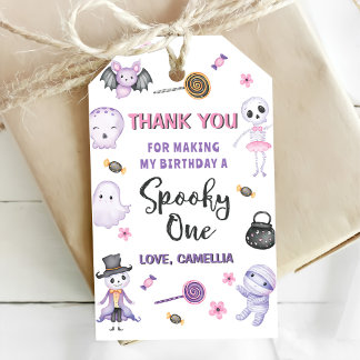 Étiquettes-cadeau Éffrayant One Girls Halloween 1er anniversaire