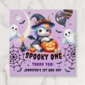 Étiquettes Cadeau Éffrayant ONE mignonne fille violet Halloween 1er  (Devant)
