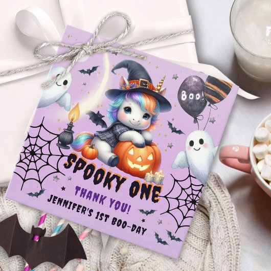 Étiquettes Cadeau Éffrayant ONE mignonne fille violet Halloween 1er 