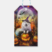 Étiquettes-cadeau Éffrayant Samoyed Chien Halloween sorcière et Citr (Dos)