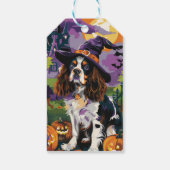 Étiquettes-cadeau Éffrayant Springer Spaniel Halloween Witch Citroui (Dos)