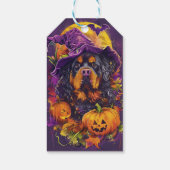 Étiquettes-cadeau Éffrayant Tibétain Mastiff Chien Halloween Citroui (Dos)
