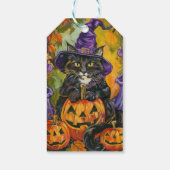 Étiquettes-cadeau Éffrayant Tuxedo Chat Halloween Sorcière Et Citrou (Dos)