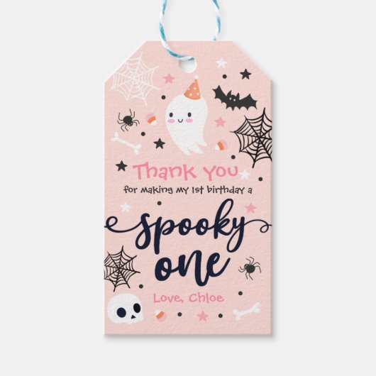 Étiquettes-cadeau Éffrayant Une Mignonne Halloween Ghost 1er Décor A (Devant)