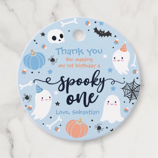 Étiquettes Cadeau Éffrayant Une Mignonne Halloween Ghost 1er Décor A (Devant)