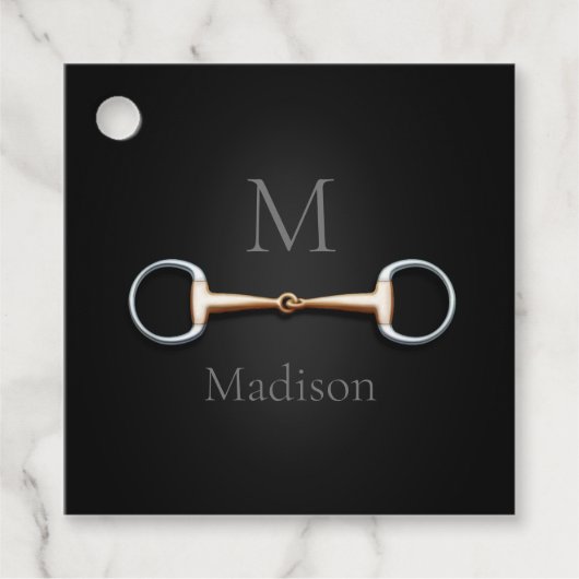 Étiquettes Cadeau Eggbutt Snaffle Bit Carré équestre monogrammé (Devant)