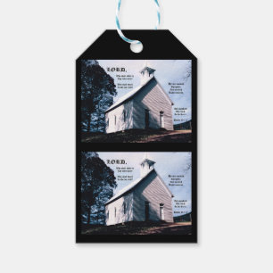 Étiquettes-cadeau Église sur une colline avec Psaume 15:1-2