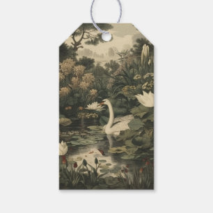 Étiquettes-cadeau Élégance botanique - Le cygne dans la forêt
