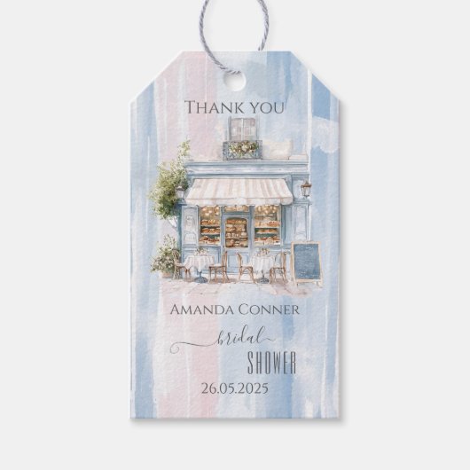 Étiquettes-cadeau Elegance French Cafe Bridal Shower (Devant)