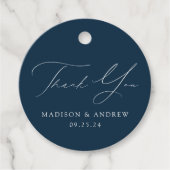 Étiquettes Cadeau Elegance moderne Mariage de marine Merci (Devant)
