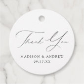 Étiquettes Cadeau Élégance moderne Merci Mariage noir (Devant)