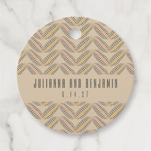 Étiquettes Cadeau Elégant Abstrait Dots Motif Beige Custom Wedding