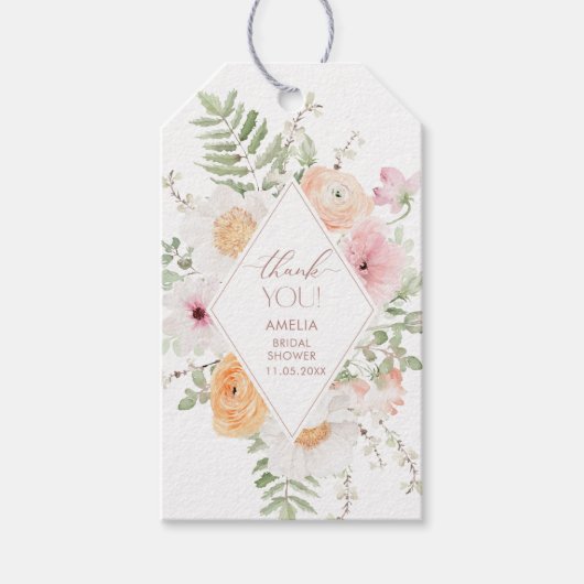 Étiquettes-cadeau Élégant Aimer aquarelle dans Bloom Rose FloGift ta (Devant)