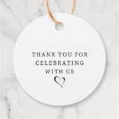 Étiquettes Cadeau Élégant amour et Merci Script Mariage de coeur (Dos)