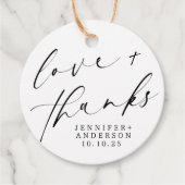 Étiquettes Cadeau Élégant amour et Merci Script Mariage de coeur (Devant)