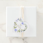 Étiquettes Cadeau Elégant Aquarelle bleu Fleurs Mariage de couronnes (En situation)