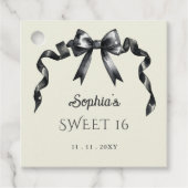Étiquettes Cadeau Elégant Aquarelle Coquette Black Bow Sweet 16 (Devant)