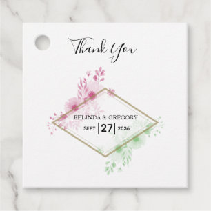 Étiquettes Cadeau Elégant Aquarelle Fleurs Mariage Cadeau