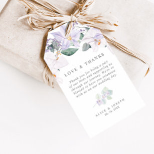 Étiquettes-cadeau Elégant Aquarelle Orchidées Mariage Amour & Merci