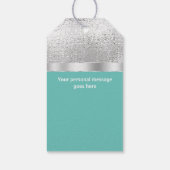 Étiquettes-cadeau Elégant arc argent turquoise faveur mariage (Dos)