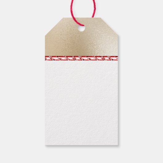 Étiquettes-cadeau Elégant arc en satin rouge sur Noël or (Dos)