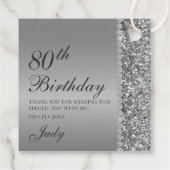 Étiquettes Cadeau Elégant Argent 80e anniversaire Merci (Dos)
