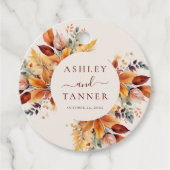 Étiquettes Cadeau Élégant automne Feuilles Mariage automne (Devant)