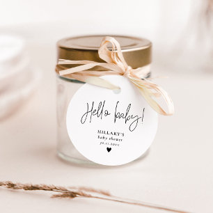 Étiquettes Cadeau Élégant Baby shower de calligraphie Bonjour bébé