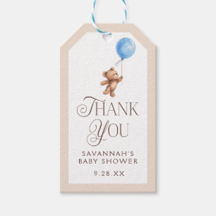 Étiquettes-cadeau Elégant Baby shower d'ours de garçon