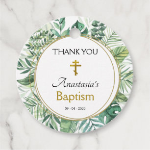 Étiquettes Cadeau Élégant baptême chrétien orthodoxe Feuille