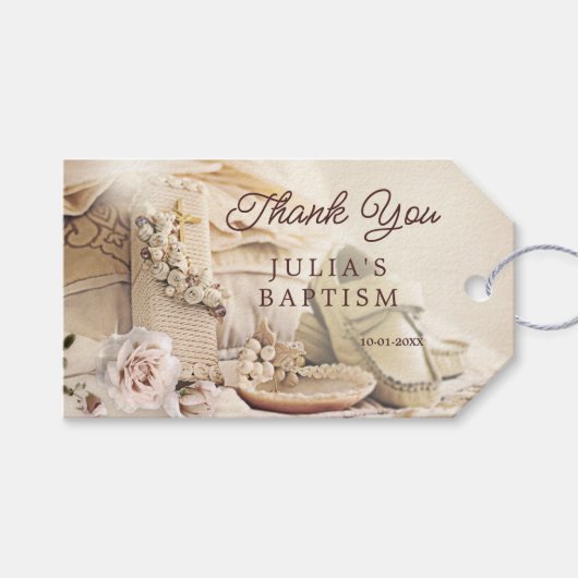Étiquettes-cadeau Élégant Baptême Merci Favoriser balise (Devant (Horizontal))
