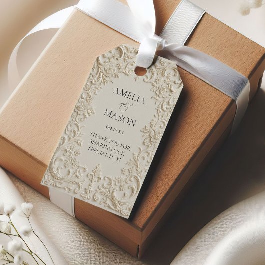 Étiquettes-cadeau Elegant Baroque Embossed Style Wedding