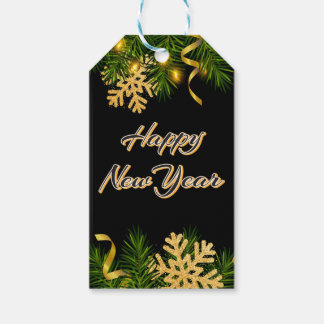 Étiquettes-cadeau Elegant Black & Gold New Year Gift Tags