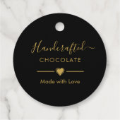 Étiquettes Cadeau Elegant Black Gold Script Chocolatier Qr Code (Dos)