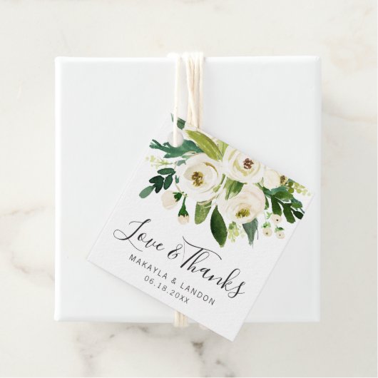 Étiquettes Cadeau Elégant blanc Aquarelle Floral Mariage (En situation)
