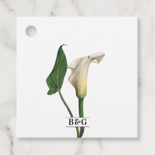 Étiquettes Cadeau Elégant blanc Calla Lily Vert Mariage botanique