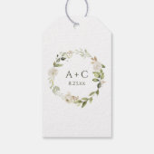 Étiquettes-cadeau Elégant Blanc Floral Vert Mariage Favoriser (Dos)