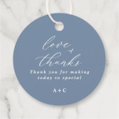 Étiquettes Cadeau Elégant bleu Dusty Mariage Classy Round (Dos)