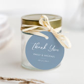 Étiquettes Cadeau Elégant bleu Dusty Minimal Mariage Merci