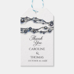 Étiquettes-cadeau Elégant bleu marine Pearl Aquarelle Mariage modern