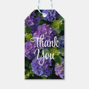 Étiquettes-cadeau Elégant bleu violet magenta vert hydrangée florale
