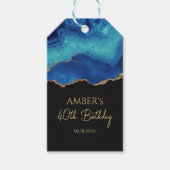 Étiquettes-cadeau Elegant Blue Gold Abstract Marble Design (Devant)