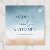 Étiquettes Cadeau Elégant Blue Ocean Beach Mariage de sable (Dos)