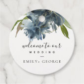 ÉTIQUETTES CADEAU ELÉGANT BLUE VERT OR FLORAL EAU MARIAGE (Devant)