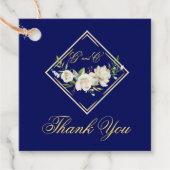 Étiquettes Cadeau Élégant Boho Blue Floral Mariage Monogramme (Devant)