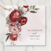 Étiquettes Cadeau Élégant Boho Bourgogne Blush Floral Mariage (Devant)